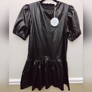 Cloud Ten Faux Leather Black Dress Small Nwt